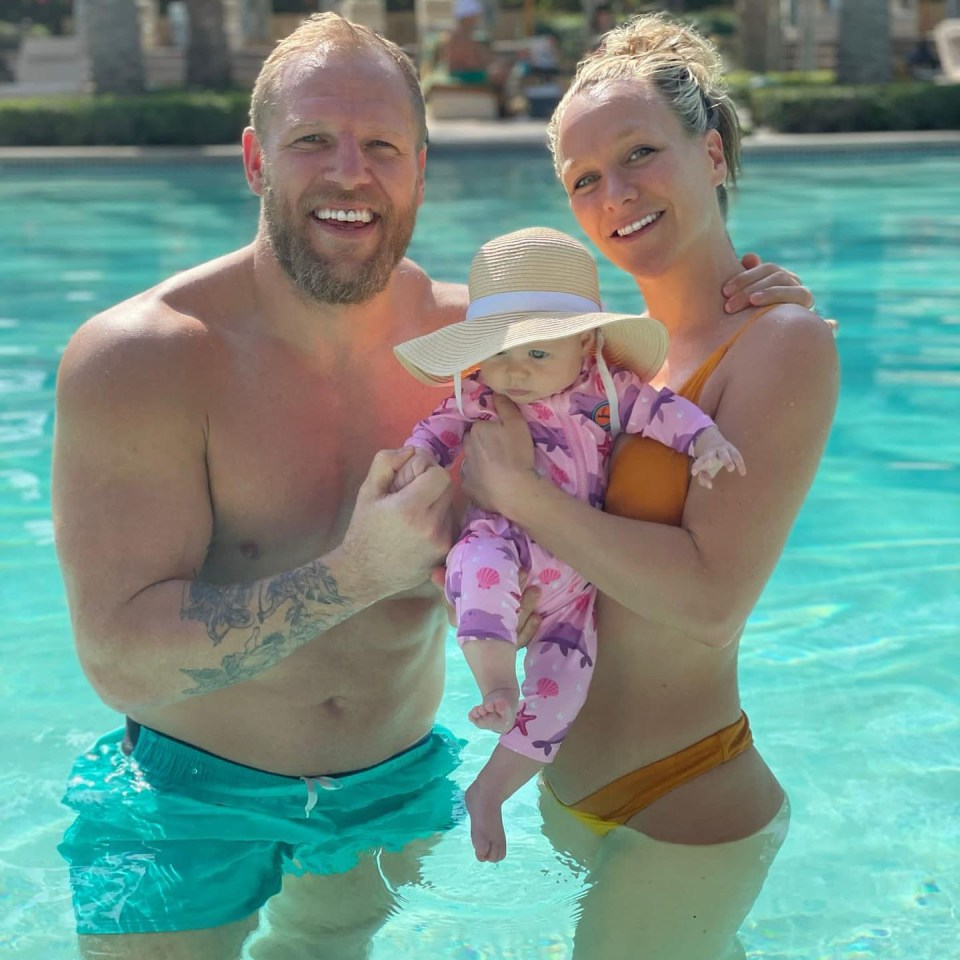 Chloe Madeley with James Haskell and Bodhi