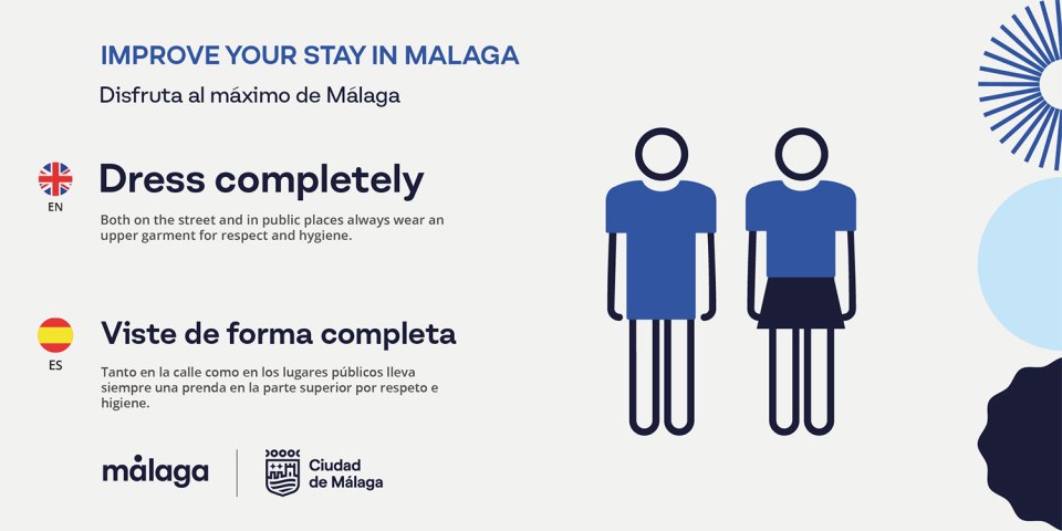 City of Malaga poster demanding Brits to dress properly in public