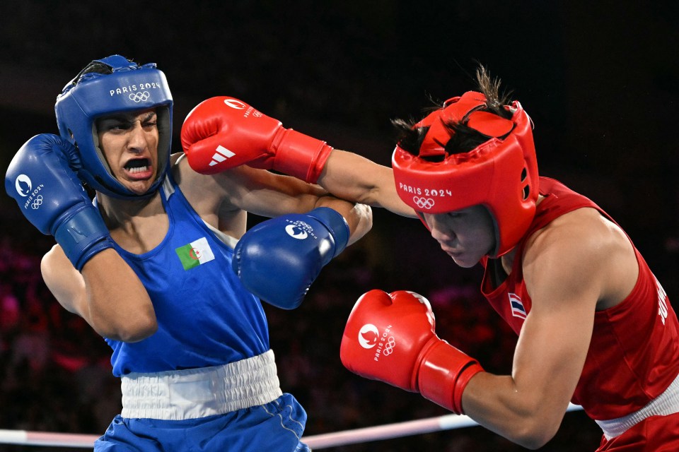 two boxers are fighting and one has a helmet that says paris 2014