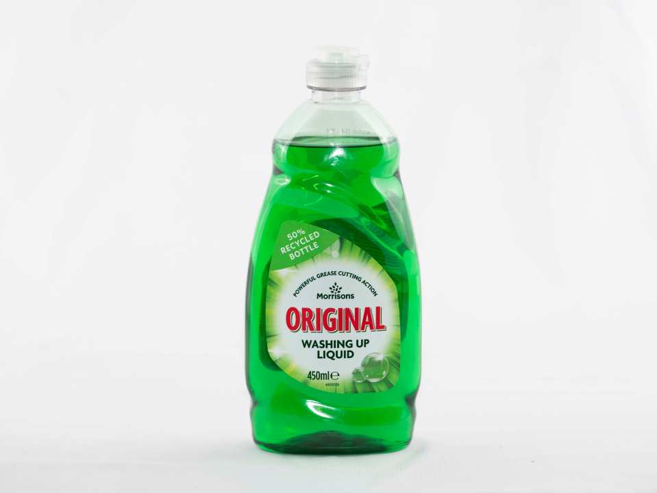 a green bottle of morrisons original washing up liquid