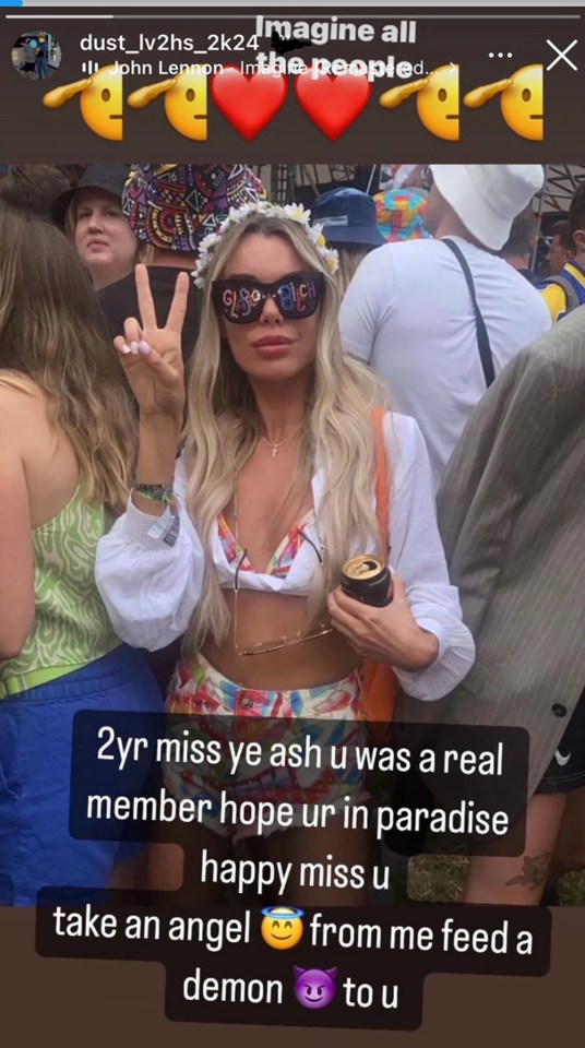 a woman wearing sunglasses and a flower crown giving a peace sign