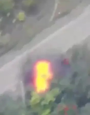 Clips show vehicles erupting into flames