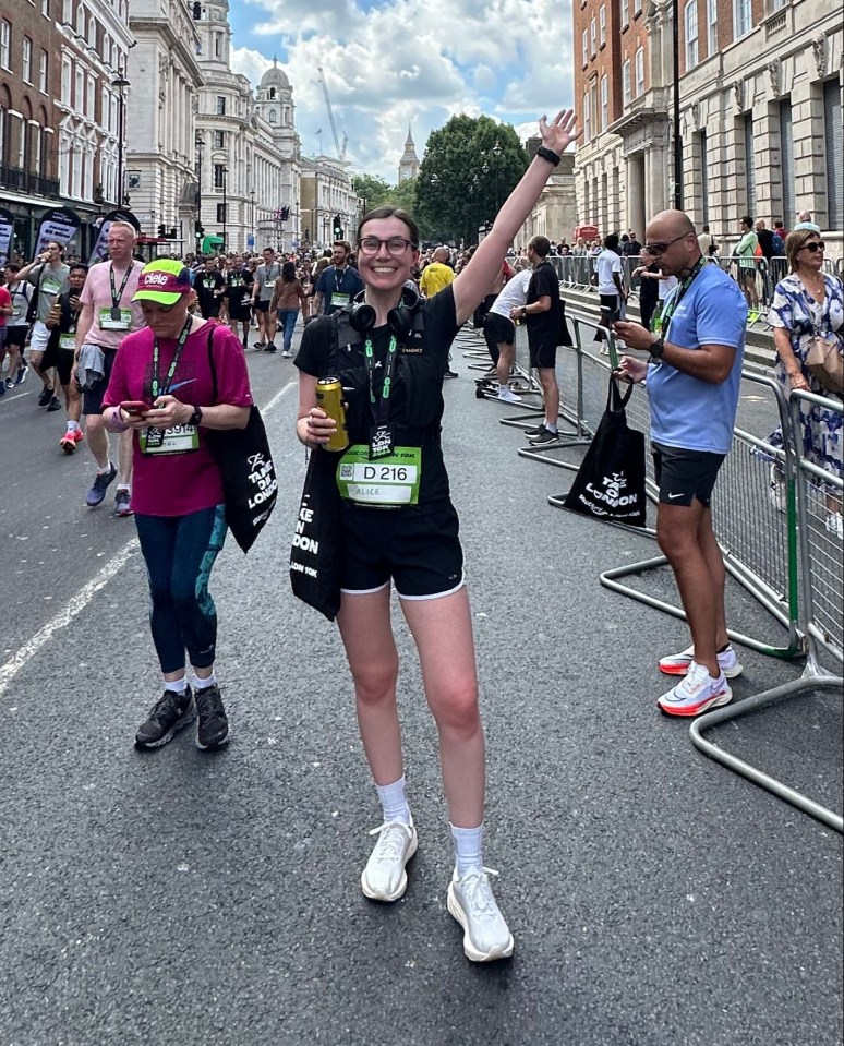 Alice wearing the shoes for a 10km race in London