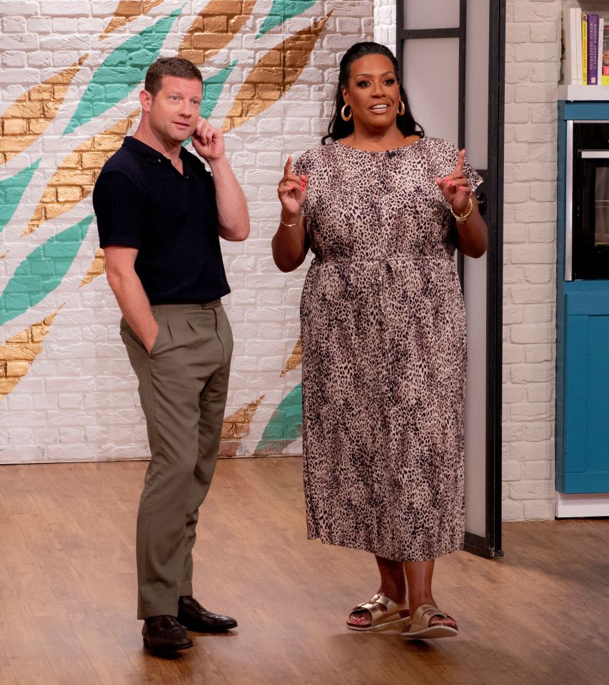 Editorial use only Mandatory Credit: Photo by Ken McKay/ITV/REX/Shutterstock (14602409ad) Dermot O’Leary, Alison Hammond ‘This Morning’ TV show, London, UK – 25 Jul 2024