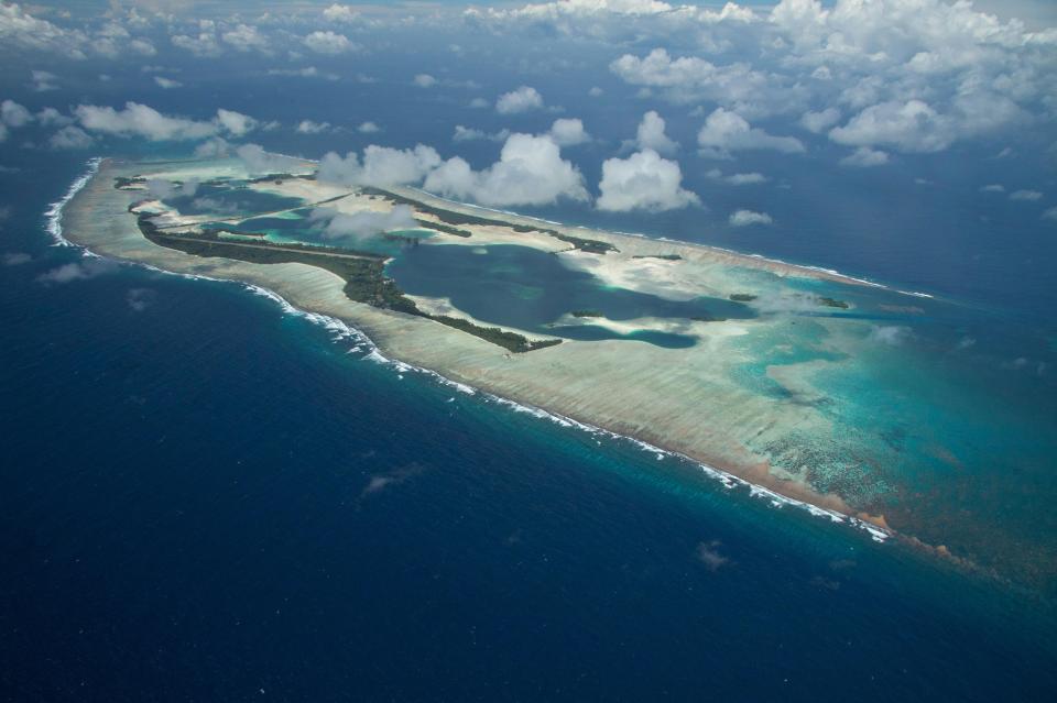 Aerial view of Palmyra Atoll located in the Pacific Ocean