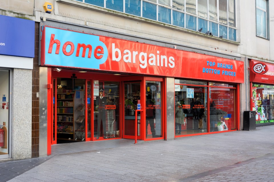 a store called home bargains has a sign that says top brands bottom prices