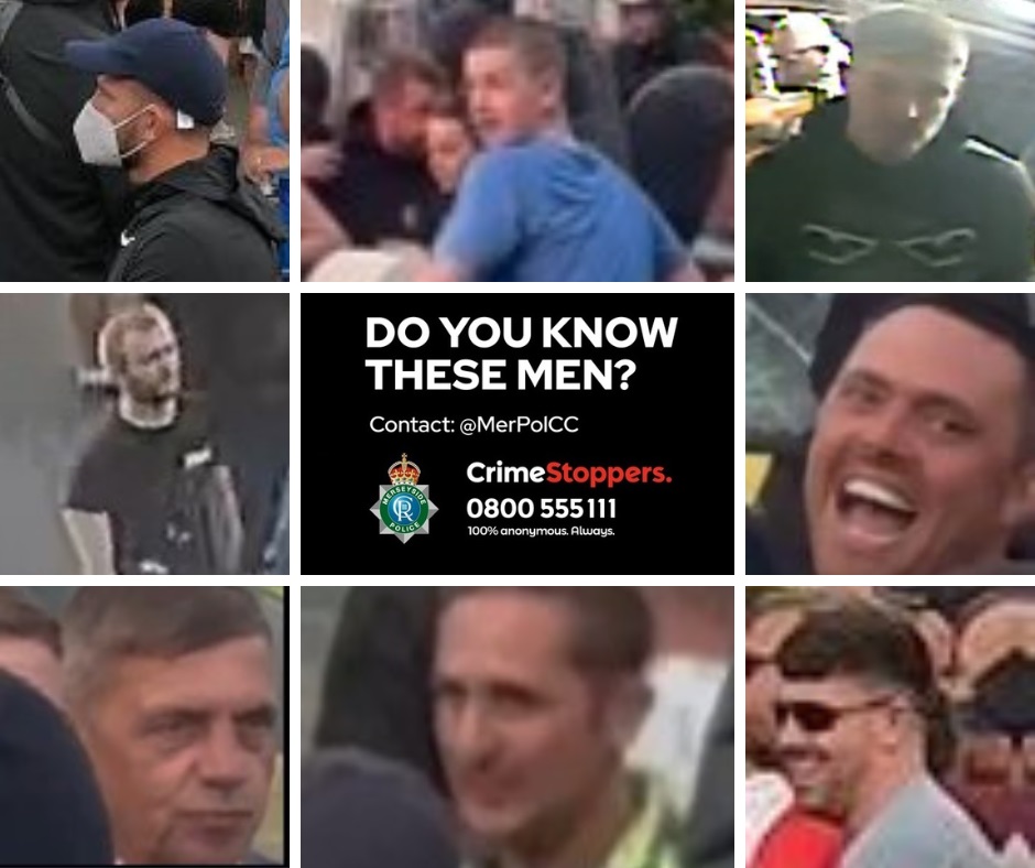 Police released these images of eight men they wanted to speak to