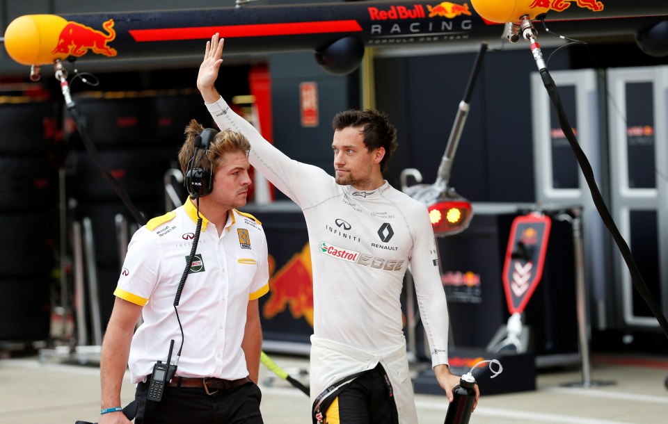 Palmer in the pit lane at Silverstone in July 2017.