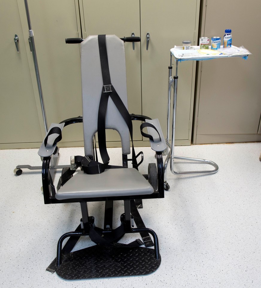 A chair for force-feeding hunger strikers