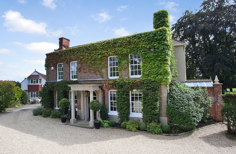 Birch Hall in Surrey has seven bedrooms, tennis courts and a pool