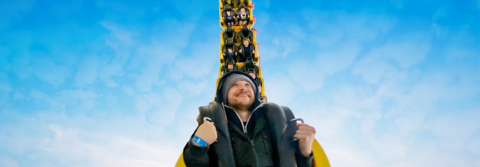 He films his rollercaster adventures - despite being scared of heights