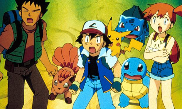 a group of cartoon characters including ash and misty