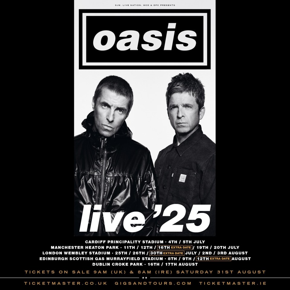 a black and white poster for oasis live 25