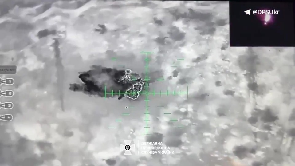 The drone zoned in on its target before a huge explosion was seen