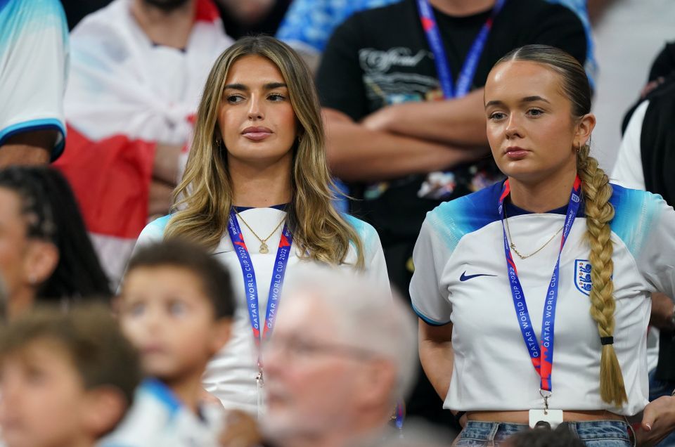 Grealish's long-term partner Sasha Attwood (left) with his sister Kiera at the 2022 World Cup in Qatar