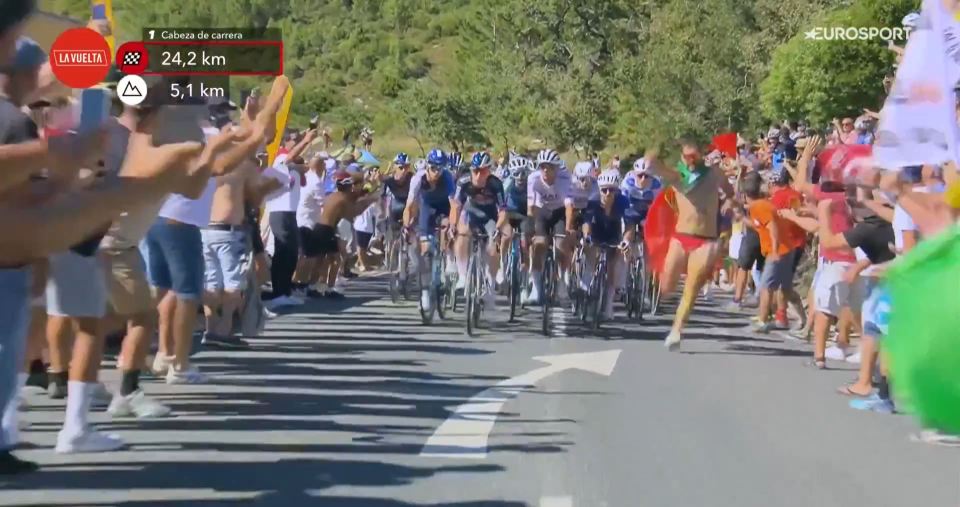 A half naked fan caused chaos at the Vuelta a Espana