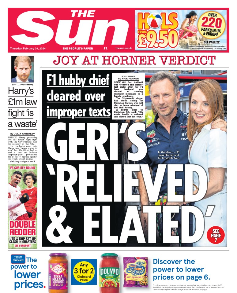 the front page of the sun newspaper