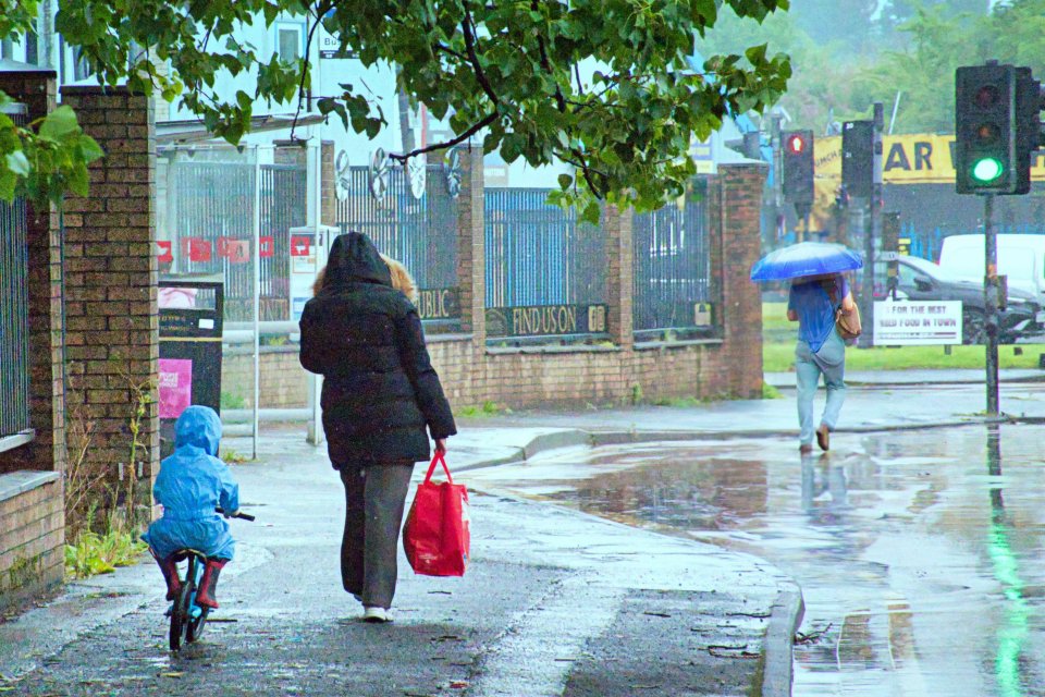 Rainy conditions seen in Glasgow, Scotland yesterday