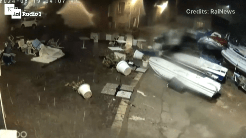 CCTV caught Sicily being battered with violent winds overnight