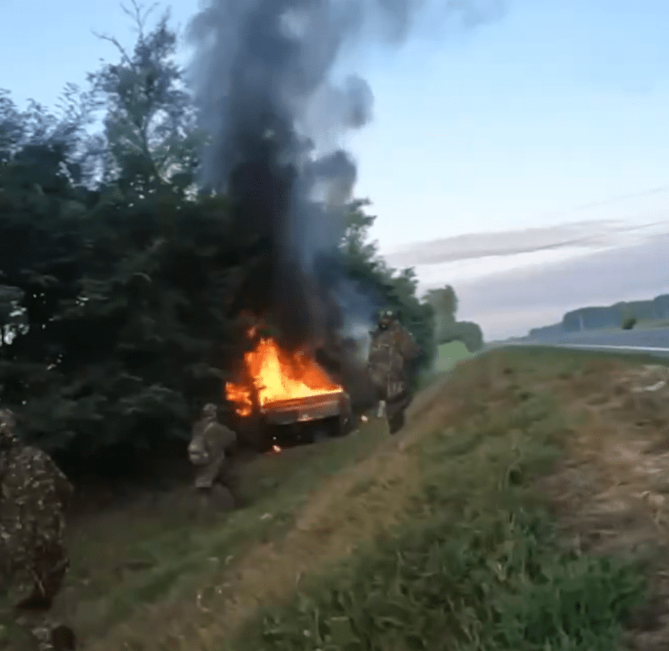 A Russian truck was destroyed after being ambushed by a special operations unit