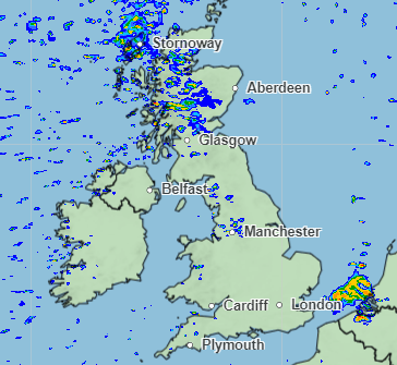 Sunday: The Met Office map shows areas where rain is likely to hit this weekend