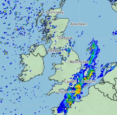 Saturday: A map reveals locations set to be hit by rain