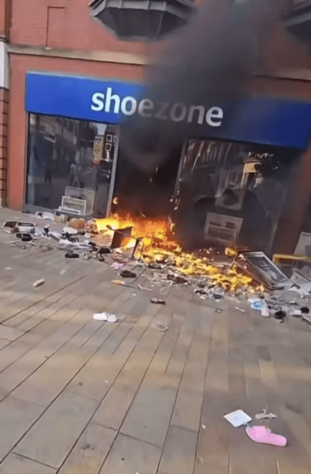 The Shoezone in Hull was later set ablaze