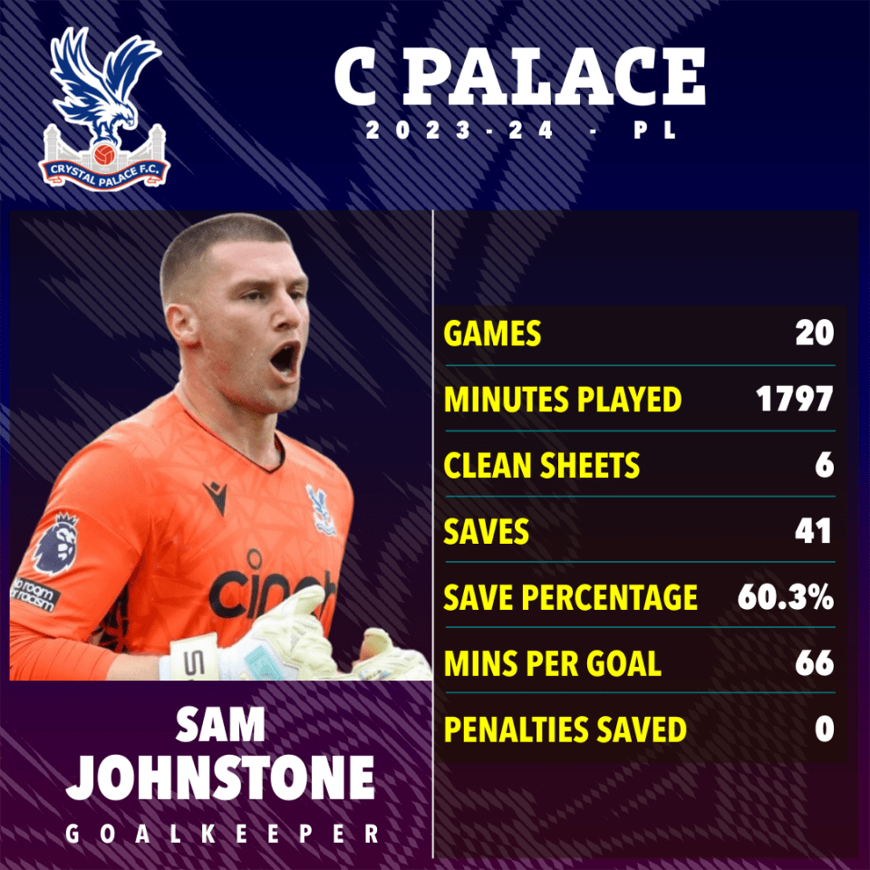 Johnstone was dislodged by Dean Henderson as Palace No1 at the end of last season