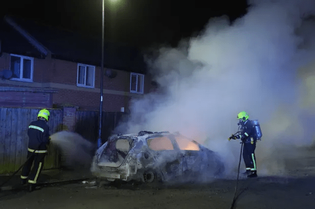 Just charred remains were left after the protests