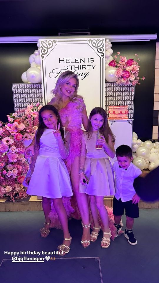 Mum of three Helen Flanagan was joined by her three kids to celebrate her 34th birthday.