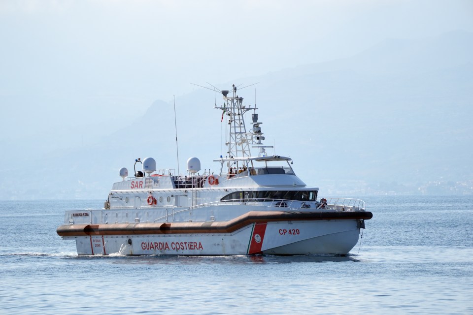 Italian coastguard vessel at the dive site on Friday