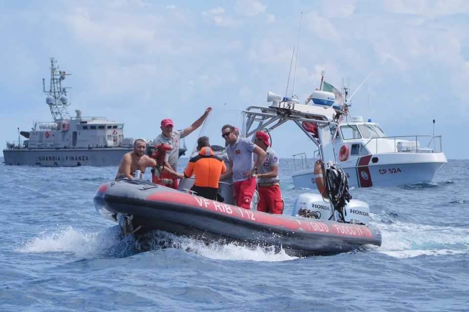 Italian diving crew near the dive site on Wednesday - where they recovered four bodies