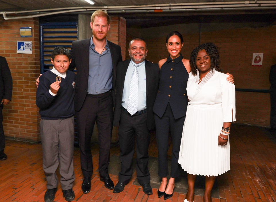 José David, Prince Harry, Leonel Umaña Parra, Meghan and Ms Márquez