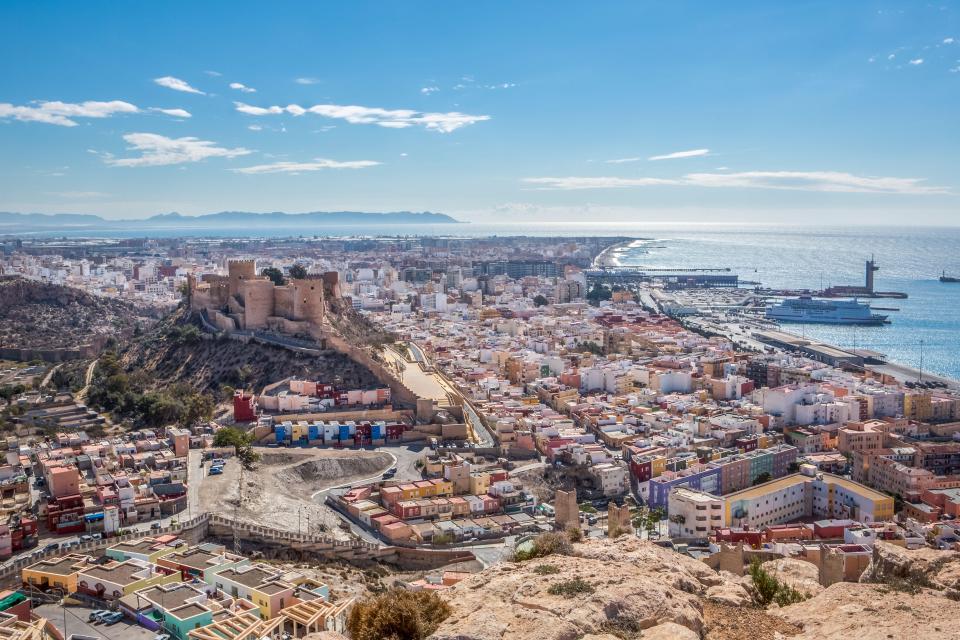 Almeria's fortress looms over the city from on top of a hill