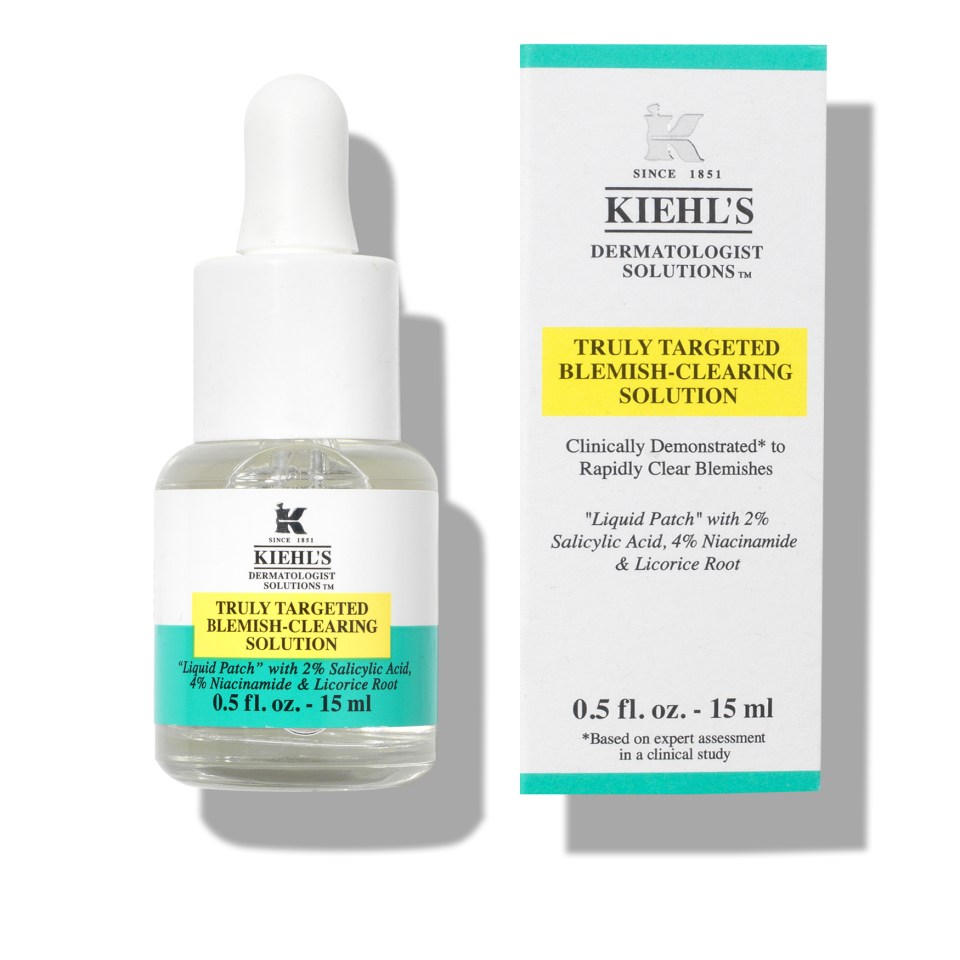 Kiehl's Blemish-Clearing Solution creates a barrier over spots so you can still apply make-up