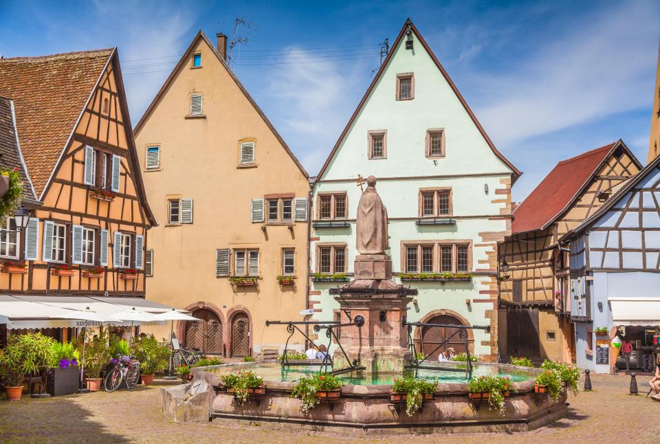 Eguisheim is home to half-timbered buildings