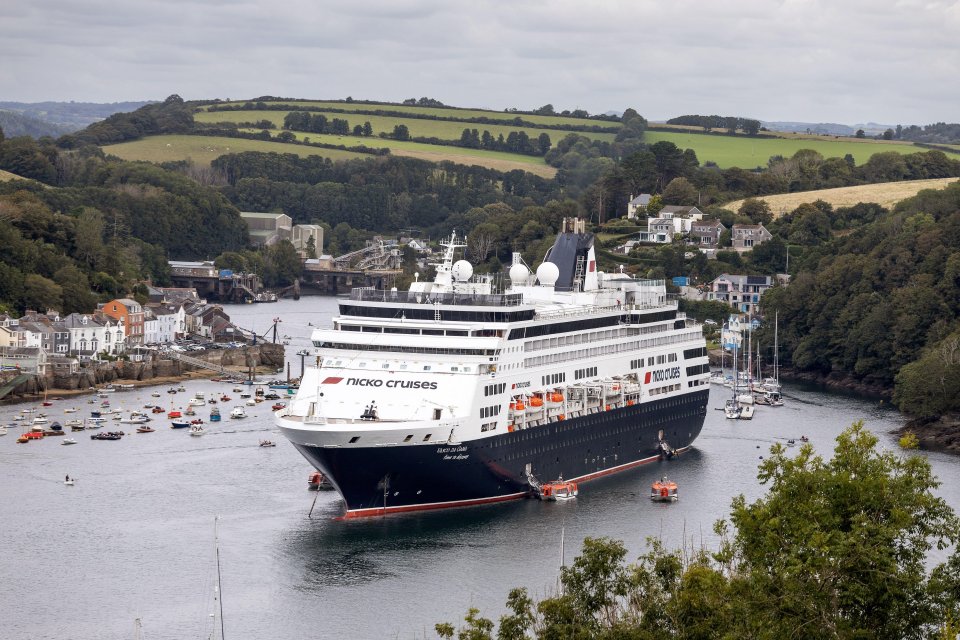 The Vasco de Gama cruise ship dominated the small Cornish coastal town of Fowey