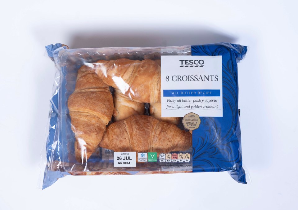 Tesco's all butter croissants tasted good warmed but the outside was a touch greasy