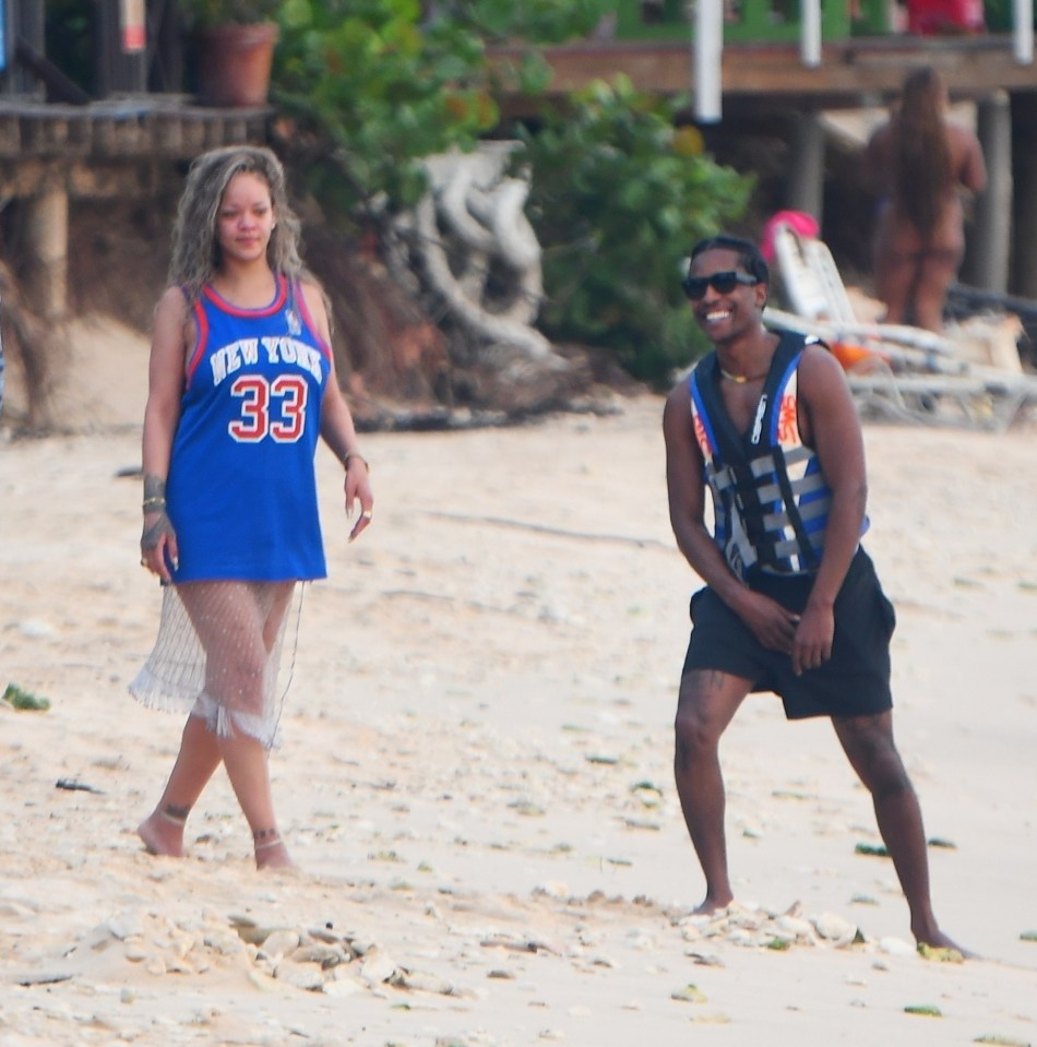 Rihanna and her boyfriend A$AP Rocky enjoy a day at the beach