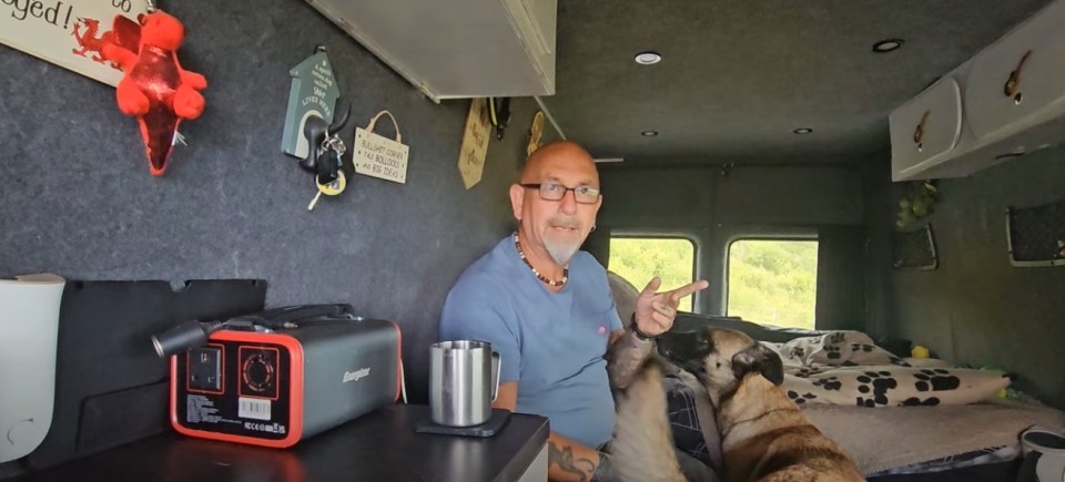 The YouTuber shows just how little space he has for himself and his beloved dog