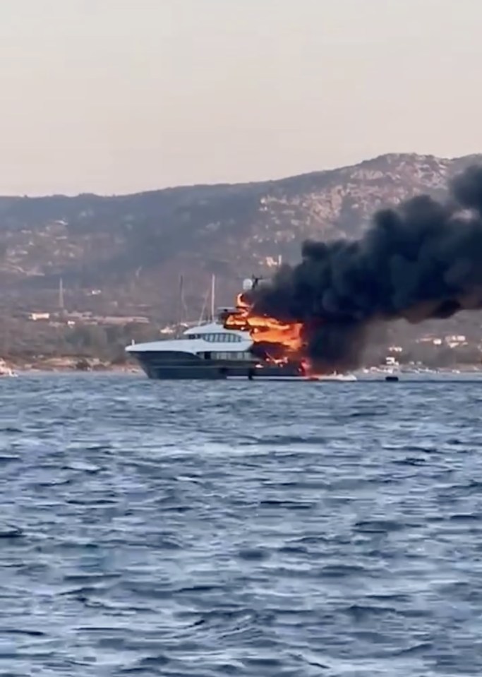 A luxurious superyacht worth £14 million sunk after it caught on fire off the coast of Italy