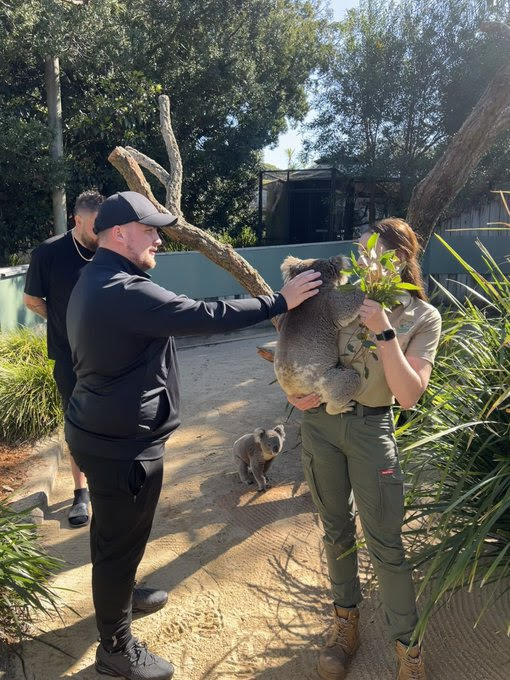 Littler also posed with a koala ahead of this weekend's Australian Darts Masters