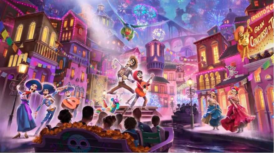 The new Coco-themed ride will be inspired by other Disney rides like the Haunted Mansion and Pirates of the Caribbean