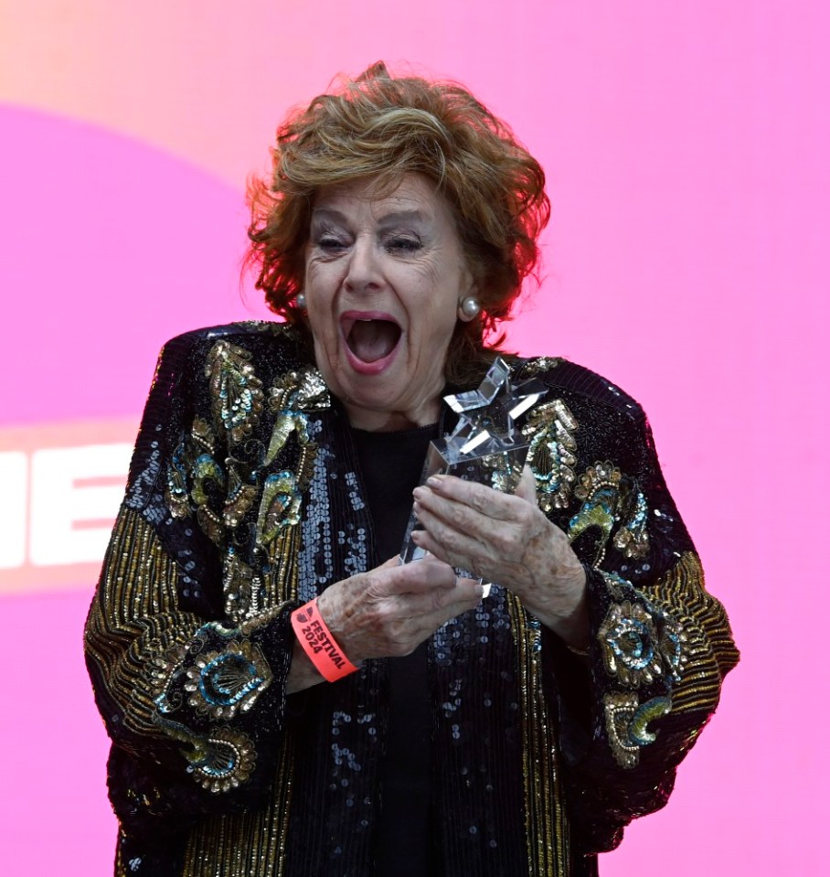 EXCLUSIVE ALL ROUND..Coronation Street legend Barbara Knox takes to the stage at Manchester Pride..The 90 Year old performed Well Meet Again and New York New York before the tearful soap star was presented with the Manchester Icon Award..PIC BY MARK CAMPBELL AND STEPHEN FARRELL/ MCPIX 07778 526193..