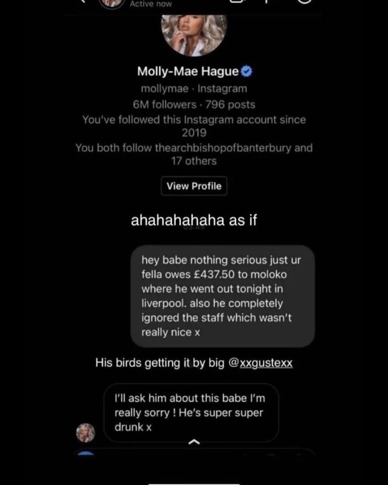 a screenshot of molly mae hague 's instagram account