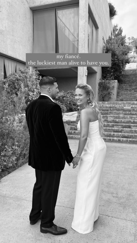 a black and white photo of a bride and groom with the caption my fiancé the luckiest man alive to have you