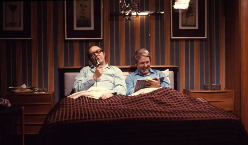 Brad Pitt and George Clooney struck similar poses to comedy duo Morecambe and Wise