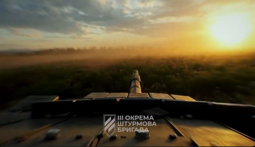 Point-of-view vision from a Ukrainian tank