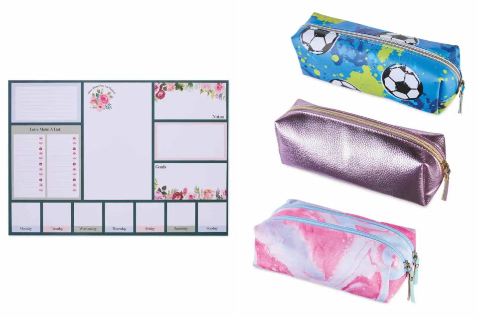 A3 Desk Planner (left) - £2.99, and Pencil Case (right) - £1.99