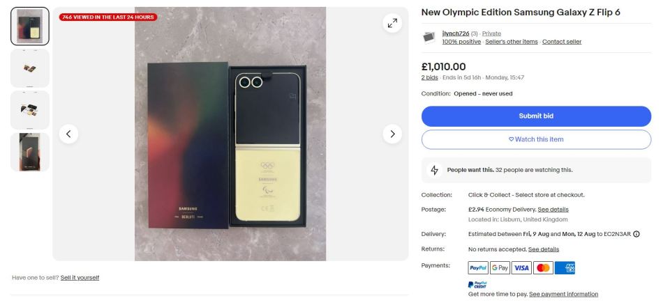 Olympians are flogging their free Samsung flip phones on eBay